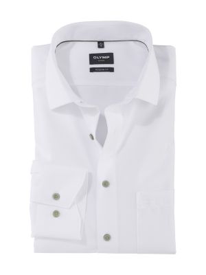 Camicia bianca olymp modern fit con bottoni verde