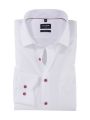 White olymp modern fit shirt with mauve buttons 