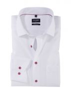 Camicia bianca olymp modern fit con bottoni malva