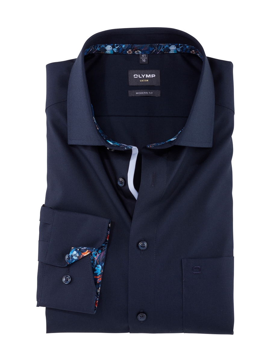 Camicia uomo Blu Scuro Modern Fit – Saldi Camicie Olymp Luxor Negozio Online