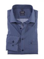 Camicia olymp blu in cotone popeline stampato modern fit