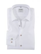 Slim-fit white olymp shirt with beige buttons