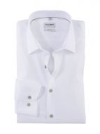 Camicia olymp bianca slim fit con bottoni verde 