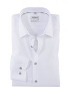 Slim-fit white olymp shirt with green buttons