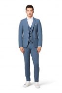 Abito slim fit digel azzurro misto lana bi-stretch