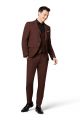 Abito slim fit digel marrone rossastro misto lana bi-stretch