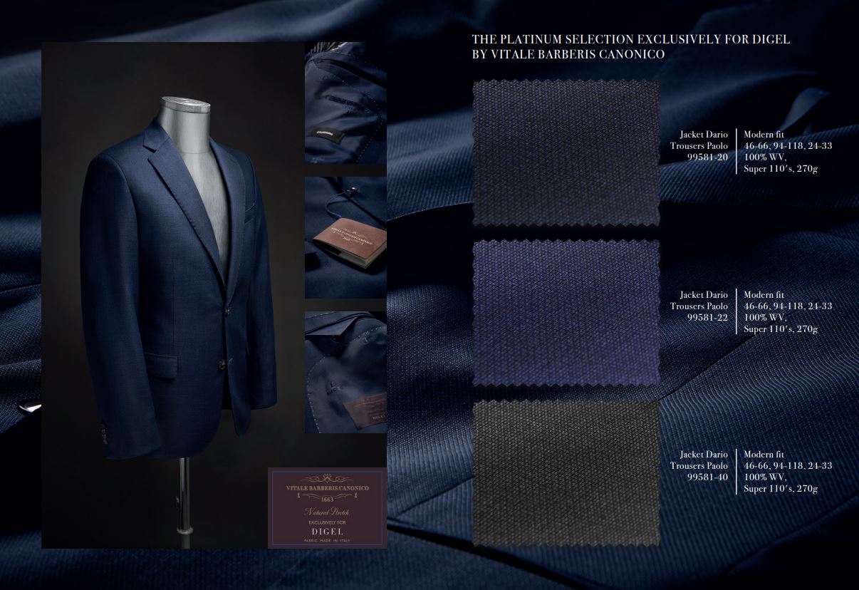 Men's dark grey digel suit in vitale barberis canonico wool