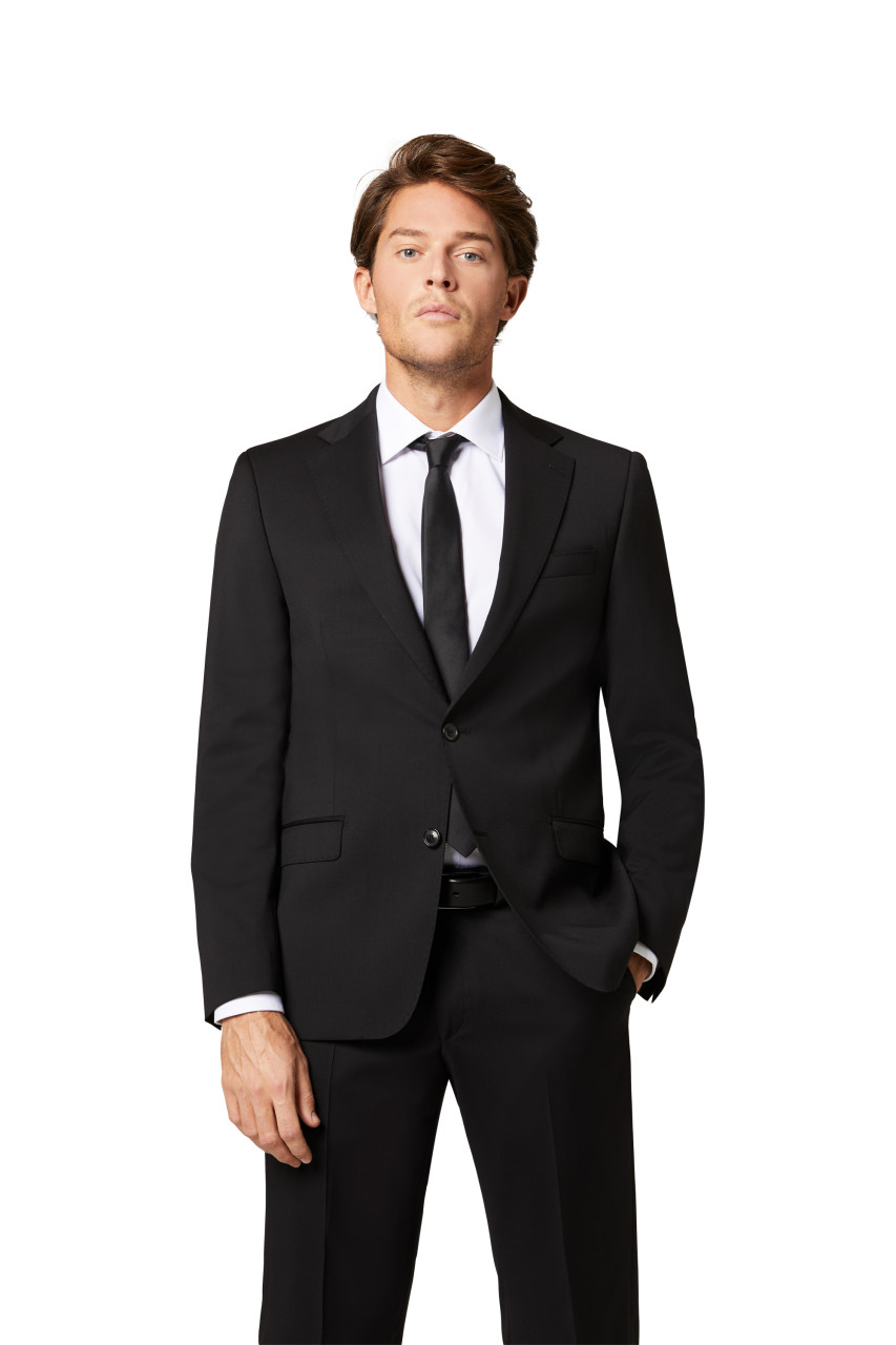 Abito da uomo nero digel in lana Cerruti Super 110's Saldi