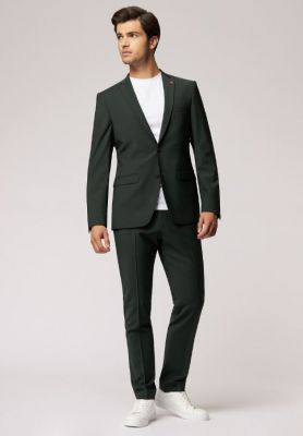 Abito verde scuro roy robson extra slim fit in lana stretch