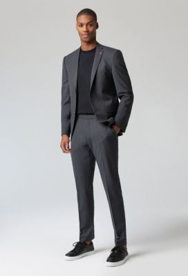 Dark grey roy robson extra slim fit suit in bi-stretch wool