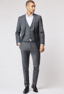 Medium grey roy robson bi-stretch wool suit with vest 
