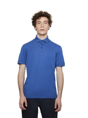 Montechiaro short-sleeved polo shirt in lisle thread with breast pocket