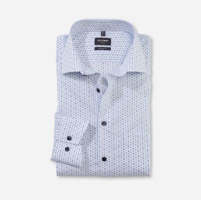 Olymp luxor light blue shirt in printed cotton easy ironing