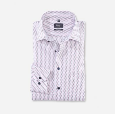 Camicia olymp luxor rossa in cotone stampato facile stiro