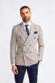 Giacca beige a quadri cavani slim fit a doppiopetto