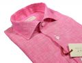 Camicia pancaldi corallo slim fit in puro lino collo alla francese