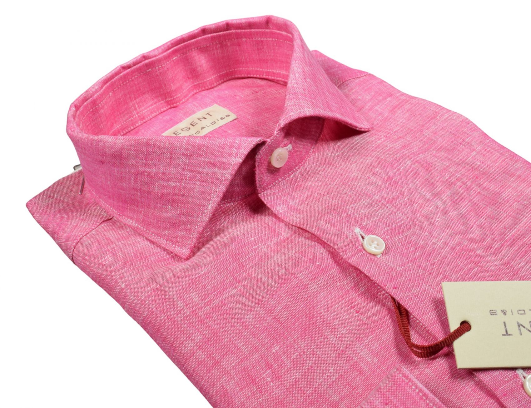 Camicia uomo color corallo puro lino Pancaldi collezione 2024 negozio online abbigliamento maschile