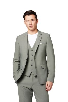 Abito slim fit digel verde salvia misto lana bi-stretch