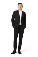 Black slim-fit double-breasted digel suit with bi-stretch wool blend