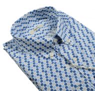 Ingram button-down shirt with geometric pattern in stretch cotton