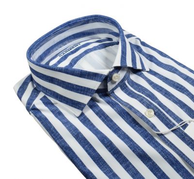 Blue striped shirt ingram dynamo performance fabric slim fit