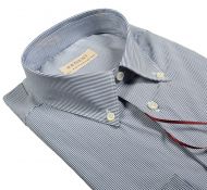 Camicia pancaldi a righe strette blu regular fit cotone stretch 