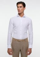 Eterna slim fit shirt white linen and cotton french collar