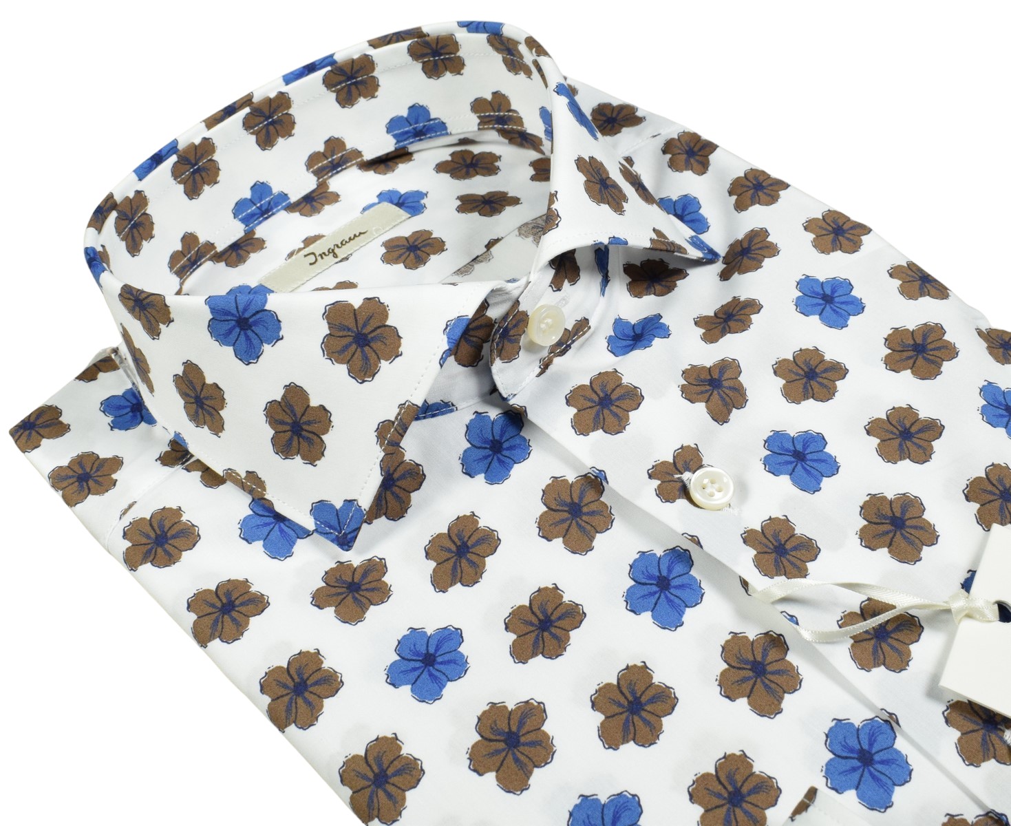 Ingram Camicia ingram fantasia floreale in puro cotone slim fit