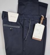 Dark blue b700 trousers in slim-fit stretch satin cotton
