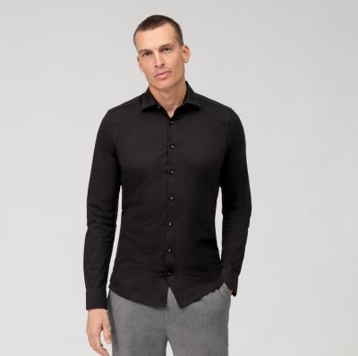 Camicia olymp nera in jersey super slim fit