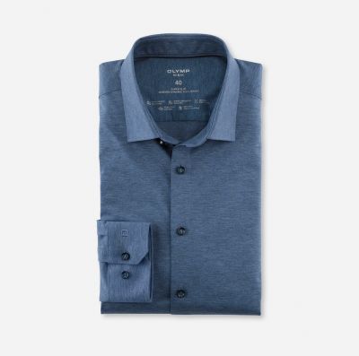 Dark blue olymp shirt in super slim fit jersey