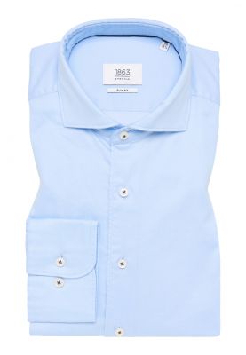 Light blue slim-fit eterna shirt in twisted cotton twill