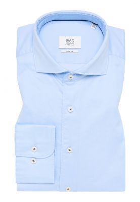 Light blue slim-fit eterna shirt in twisted cotton twill