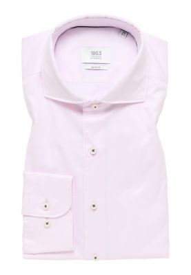 Light pink slim-fit eterna shirt in twisted cotton twill