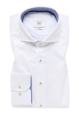 Eterna white shirt slim fit cotton twill inside in contrast