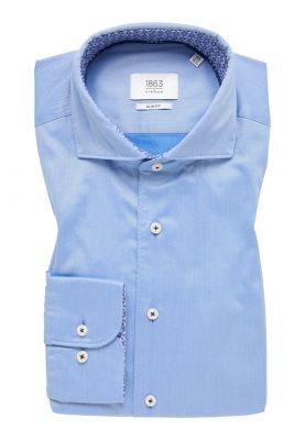 Eterna light blue shirt slim fit cotton twill inside in contrast