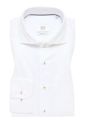 Eterna white cotton twill twisted shirt with modern fit