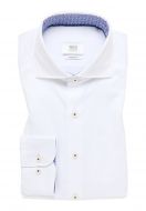Eterna white twill cotton twill shirt with modern contrasting inner fit