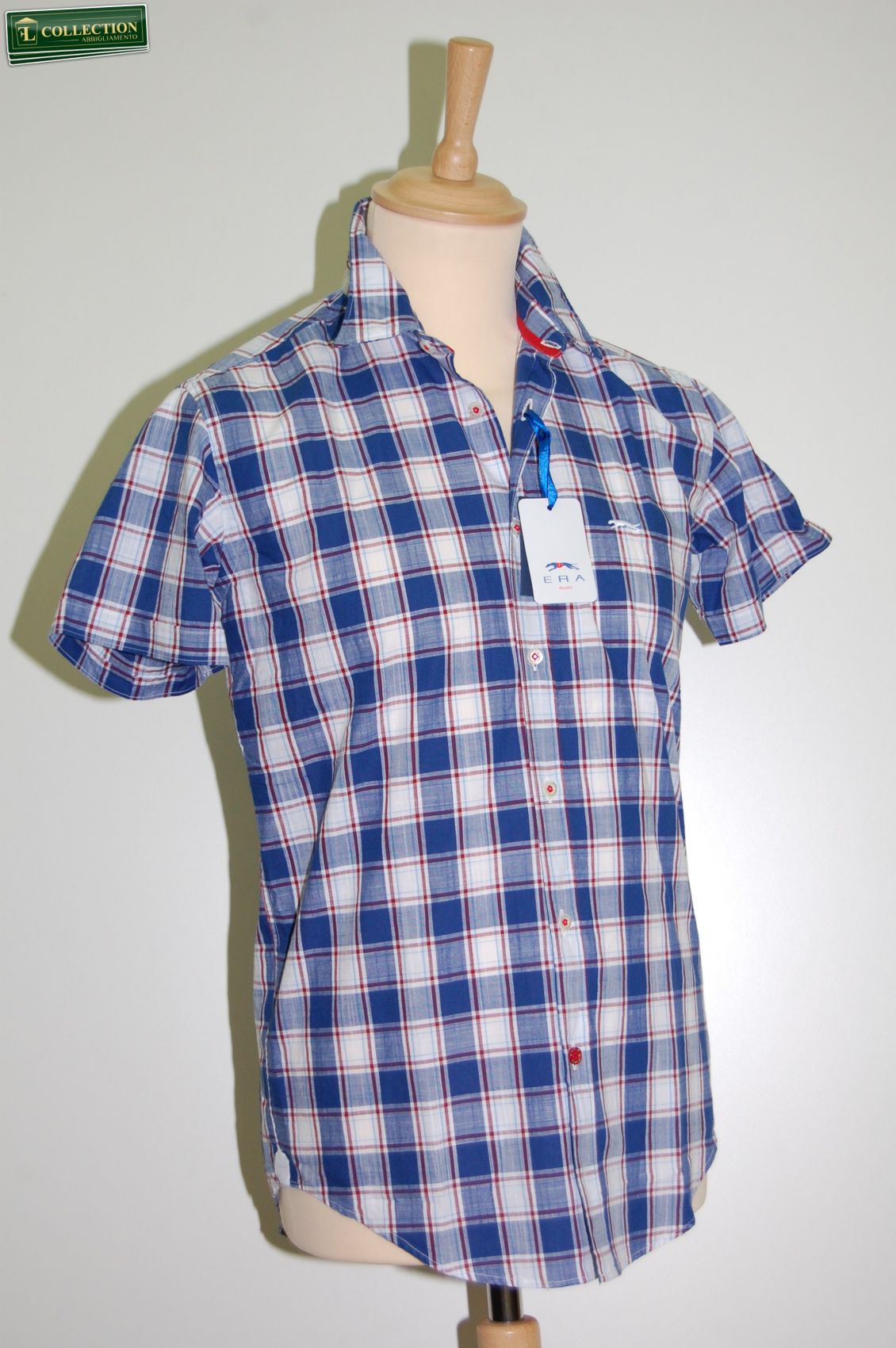 Camicia uomo maniche corte a quadri slim fit era milano negozio online