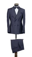 Blue double-breasted baggi slim-fit formal tuxedo
