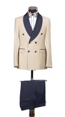 Smoking beige doppiopetto baggi cerimonia slim fit