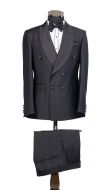 Black double-breasted baggi slim-fit formal tuxedo
