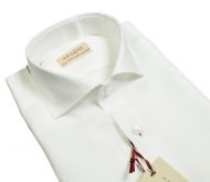 White pancaldi slim fit shirt in pure linen french collar