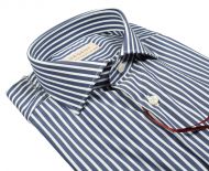 Camicia pancaldi slim fit blu scuro a righe cotone stretch