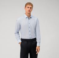 Light blue olymp slim fit printed stretch cotton shirt