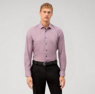 Burgundy olymp slim-fit shirt with printed stretch cotton