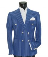Slim-fit double-breasted pinstripe musani suit
