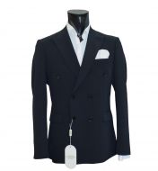 Black double-breasted slim fit musani suit
