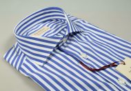 Light blue striped pancali slim-fit shirt in stretch cotton
