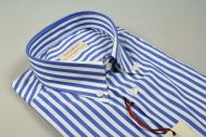 Light blue striped shirt with pancaldi regular fit stretch cotton 